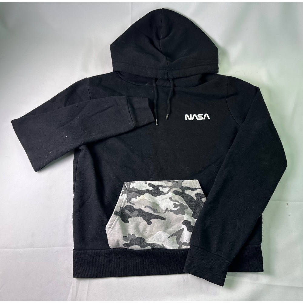 NASA Primark Black Camo Pocket Hoodie Sweatshirt Size XS